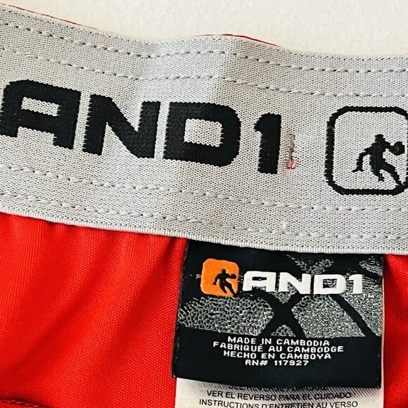 AND1 Men's Pull-on Elastic Drawstring Waistband Red Basketball Shorts Size 2XL - Picture 7 of 12